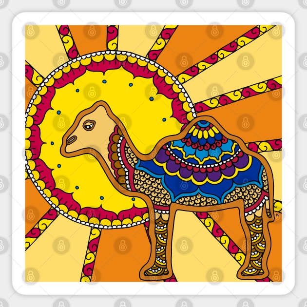 Camel and Sun Sticker by HLeslie Design